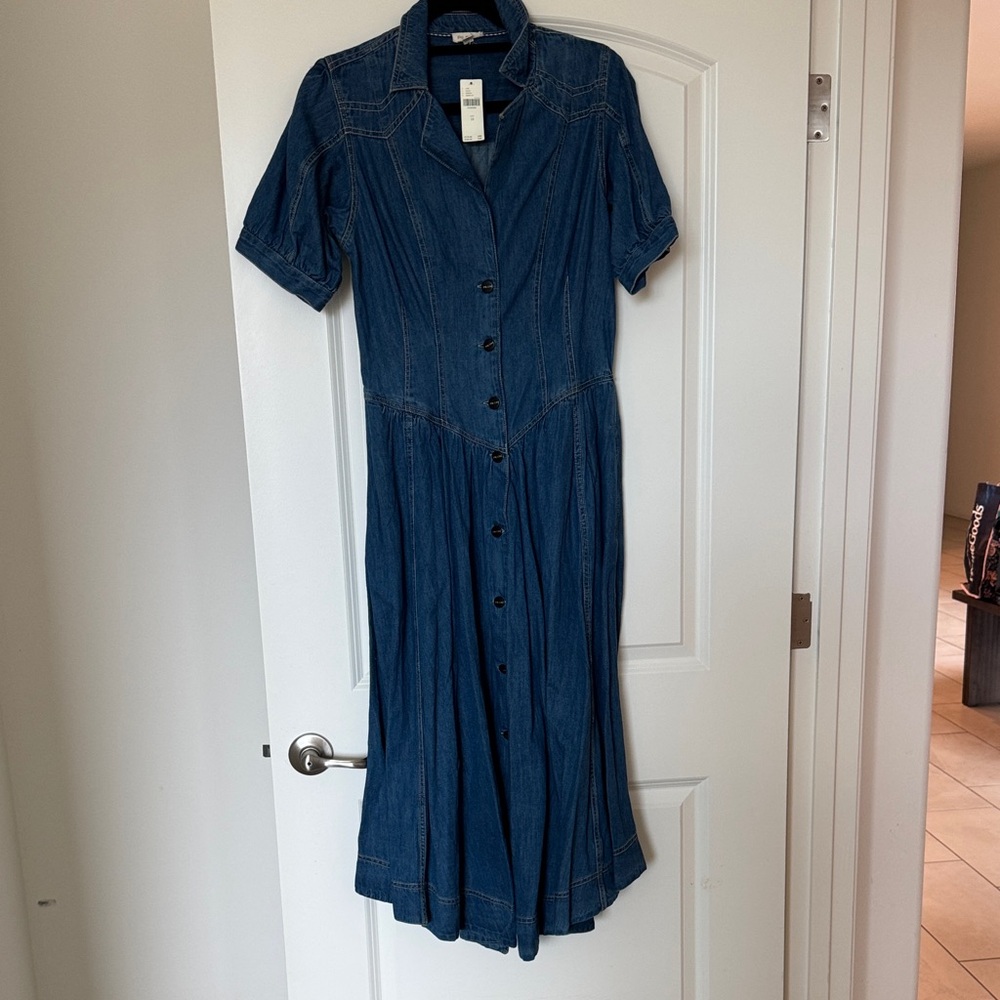 Pilcro Blue Denim Midi Dress